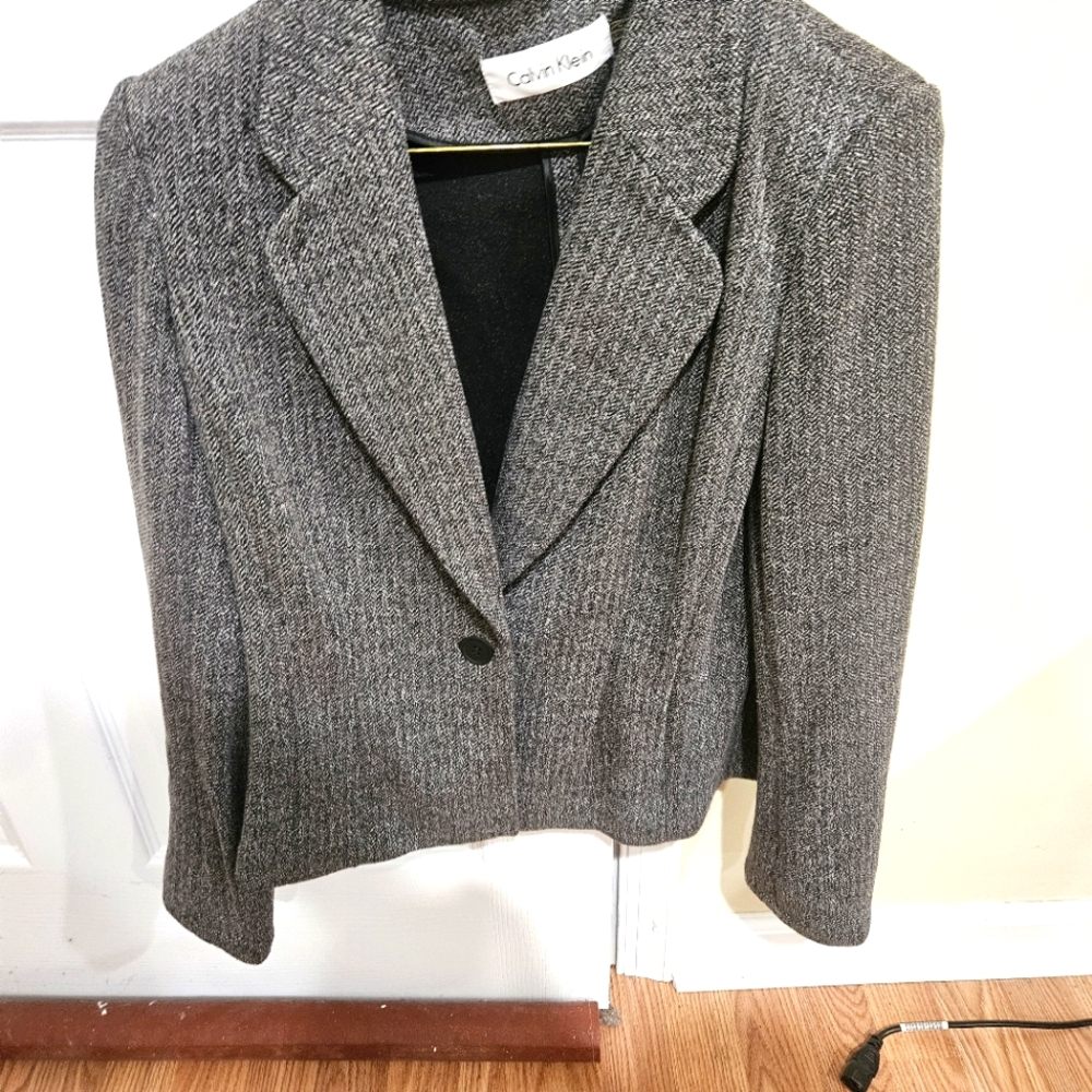VINTAGE Calvin Klein Women's Gray Blazer